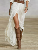 Luna™ | Robe Maxi Longue en Lin à col inversé