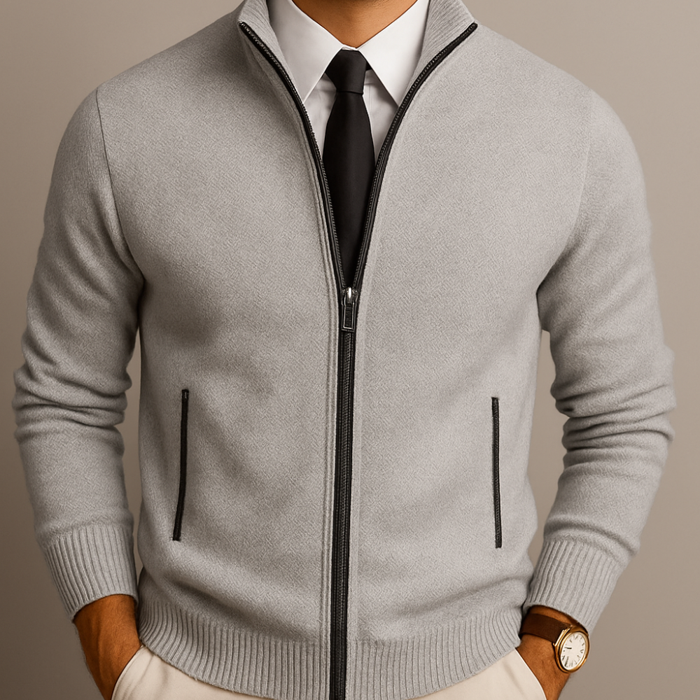 Adrien | Cardigan Zippé En Laine Mérinos