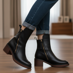 Valorine™ | Botte en cuir noire avec un talon confortable